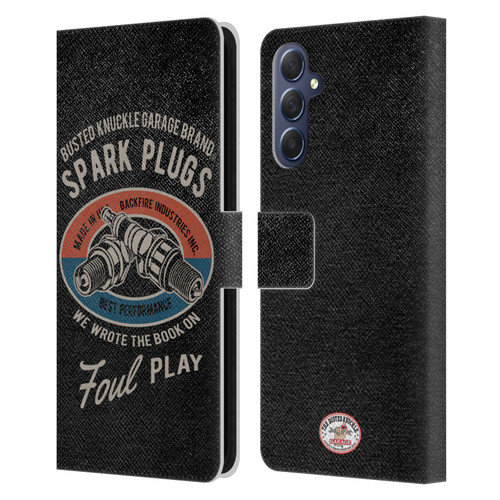 Busted Knuckle Garage Graphics Spark Plugs Leather Book Wallet Case Cover For Samsung Galaxy M54 5G