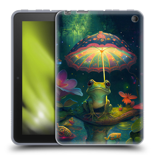 JK Stewart Art Frog With Umbrella Soft Gel Case for Amazon Fire 7 2022