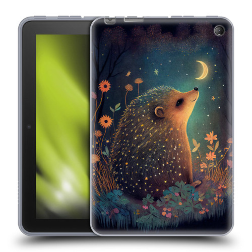 JK Stewart Graphics Hedgehog Looking Up At Stars Soft Gel Case for Amazon Fire 7 2022