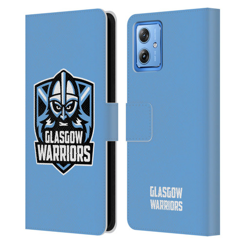 Glasgow Warriors Logo Plain Blue Leather Book Wallet Case Cover For Motorola Moto G54 5G
