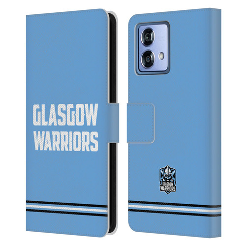 Glasgow Warriors Logo Text Type Blue Leather Book Wallet Case Cover For Motorola Moto G84 5G