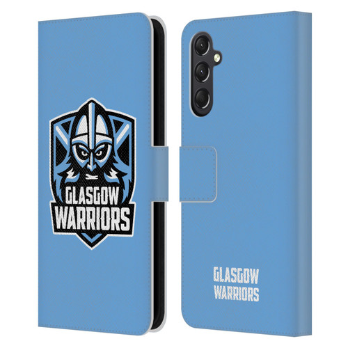 Glasgow Warriors Logo Plain Blue Leather Book Wallet Case Cover For Samsung Galaxy A24 4G / M34 5G