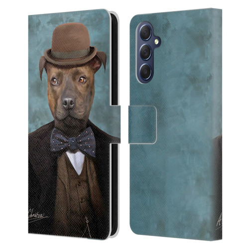 Anthony Christou Art Sir Edmund Bulldog Leather Book Wallet Case Cover For Samsung Galaxy M54 5G