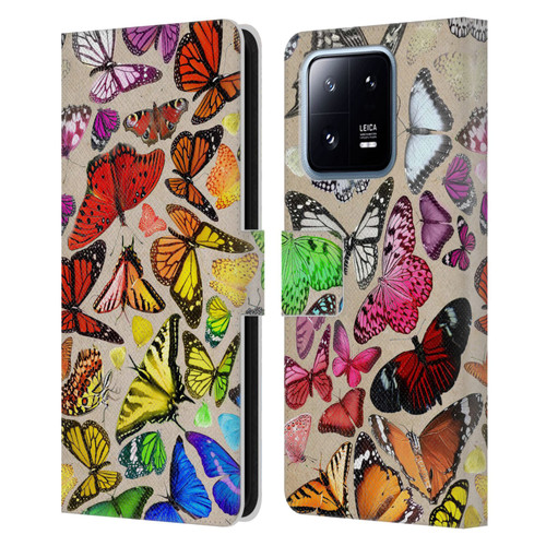 Anthony Christou Art Rainbow Butterflies Leather Book Wallet Case Cover For Xiaomi 13 Pro 5G