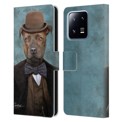 Anthony Christou Art Sir Edmund Bulldog Leather Book Wallet Case Cover For Xiaomi 13 Pro 5G
