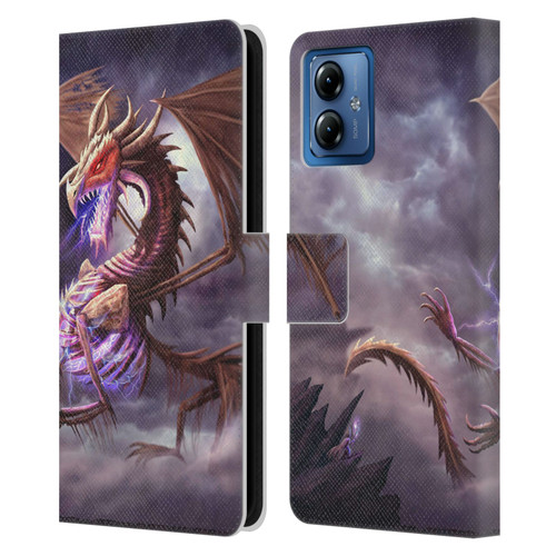 Anthony Christou Fantasy Art Bone Dragon Leather Book Wallet Case Cover For Motorola Moto G14
