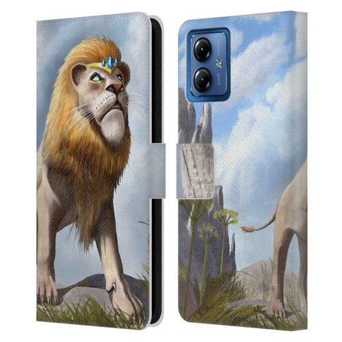 Anthony Christou Fantasy Art King Of Lions Leather Book Wallet Case Cover For Motorola Moto G14
