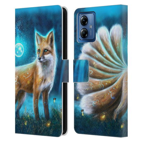 Anthony Christou Fantasy Art Magic Fox In Moonlight Leather Book Wallet Case Cover For Motorola Moto G14
