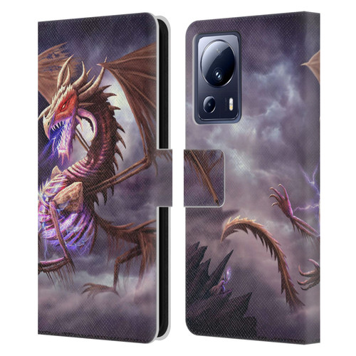 Anthony Christou Fantasy Art Bone Dragon Leather Book Wallet Case Cover For Xiaomi 13 Lite 5G
