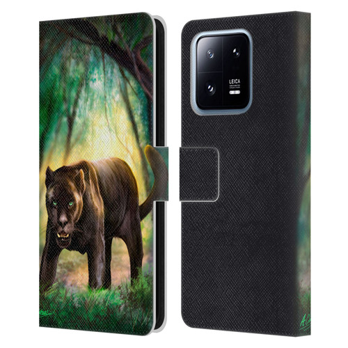 Anthony Christou Fantasy Art Black Panther Leather Book Wallet Case Cover For Xiaomi 13 Pro 5G
