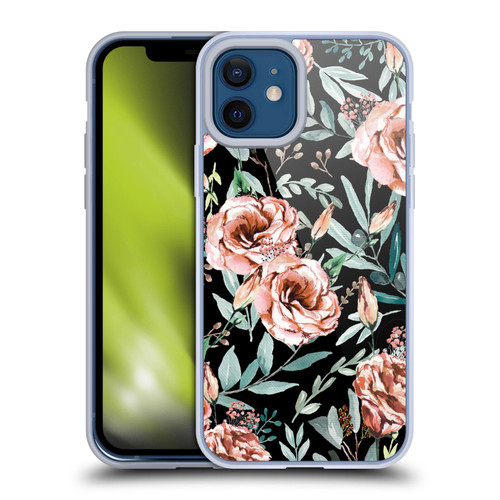 Anis Illustration Bloomers Black Soft Gel Case for Apple iPhone 12 / iPhone 12 Pro