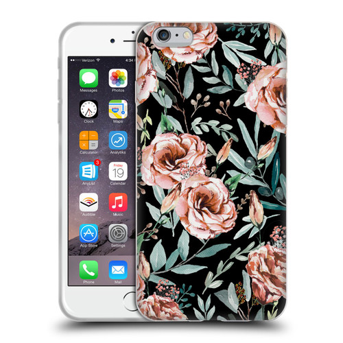 Anis Illustration Bloomers Black Soft Gel Case for Apple iPhone 6 Plus / iPhone 6s Plus