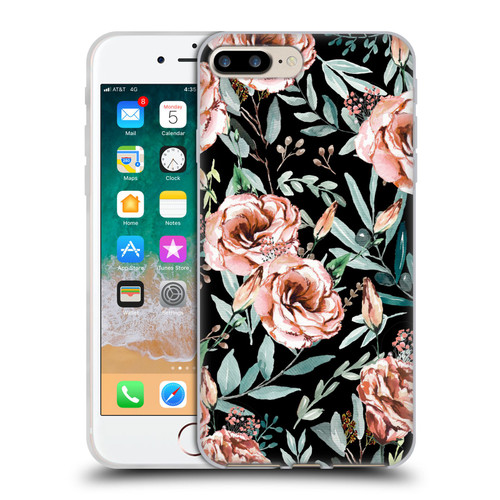 Anis Illustration Bloomers Black Soft Gel Case for Apple iPhone 7 Plus / iPhone 8 Plus