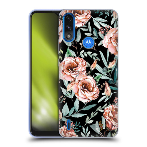 Anis Illustration Bloomers Black Soft Gel Case for Motorola Moto E7 Power / Moto E7i Power