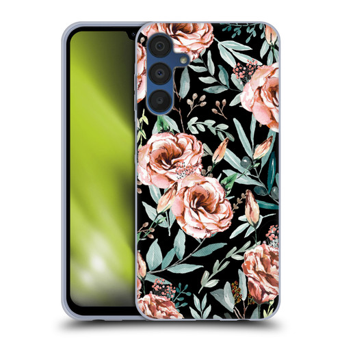 Anis Illustration Bloomers Black Soft Gel Case for Samsung Galaxy A15