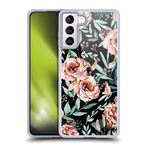Anis Illustration Bloomers Black Soft Gel Case for Samsung Galaxy S21+ 5G