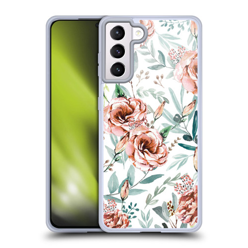 Anis Illustration Bloomers White Soft Gel Case for Samsung Galaxy S21+ 5G