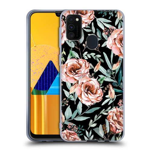 Anis Illustration Bloomers Black Soft Gel Case for Samsung Galaxy M30s (2019)/M21 (2020)