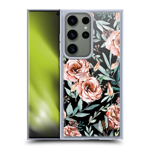 Anis Illustration Bloomers Black Soft Gel Case for Samsung Galaxy S23 Ultra 5G