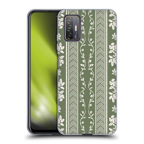 Anis Illustration Floral And Leaves Floral Stripes Green Soft Gel Case for HTC Desire 21 Pro 5G