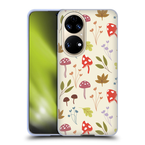 Anis Illustration Floral And Leaves Cute Mushrooms Soft Gel Case for Huawei P50