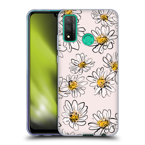 Anis Illustration Floral And Leaves Daisies Pink Pastel Soft Gel Case for Huawei P Smart (2020)