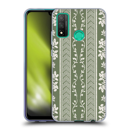 Anis Illustration Floral And Leaves Floral Stripes Green Soft Gel Case for Huawei P Smart (2020)