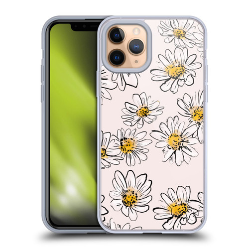 Anis Illustration Floral And Leaves Daisies Pink Pastel Soft Gel Case for Apple iPhone 11 Pro