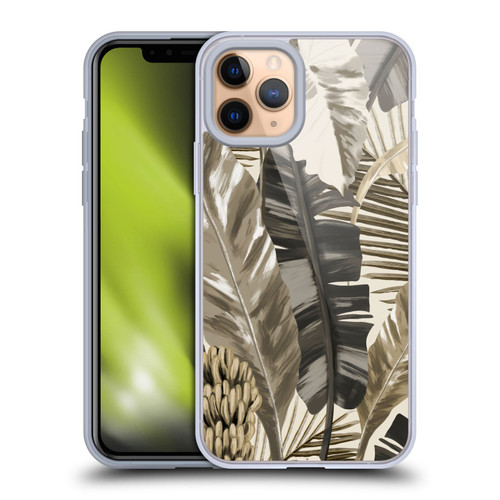 Anis Illustration Floral And Leaves Tropical Leaves Sepia Soft Gel Case for Apple iPhone 11 Pro