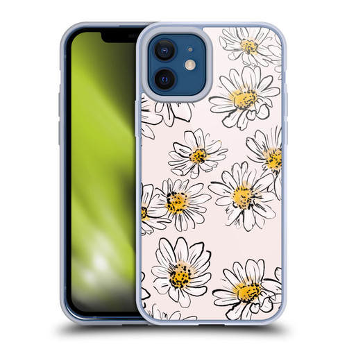 Anis Illustration Floral And Leaves Daisies Pink Pastel Soft Gel Case for Apple iPhone 12 / iPhone 12 Pro