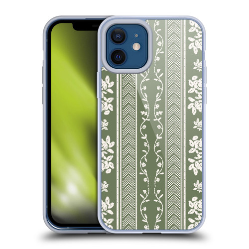 Anis Illustration Floral And Leaves Floral Stripes Green Soft Gel Case for Apple iPhone 12 / iPhone 12 Pro