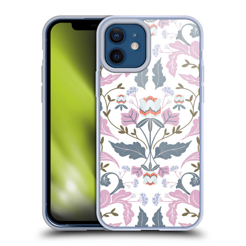 Anis Illustration Floral And Leaves Victorian Mirrored Pink Soft Gel Case for Apple iPhone 12 / iPhone 12 Pro