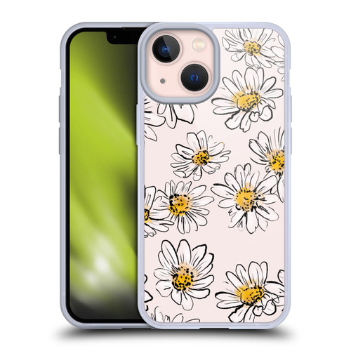 Anis Illustration Floral And Leaves Daisies Pink Pastel Soft Gel Case for Apple iPhone 13 Mini