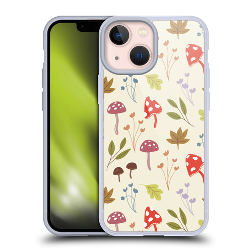 Anis Illustration Floral And Leaves Cute Mushrooms Soft Gel Case for Apple iPhone 13 Mini
