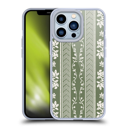 Anis Illustration Floral And Leaves Floral Stripes Green Soft Gel Case for Apple iPhone 13 Pro