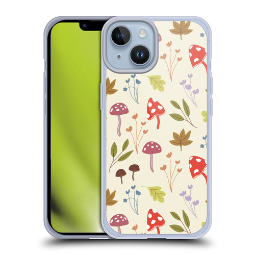 Anis Illustration Floral And Leaves Cute Mushrooms Soft Gel Case for Apple iPhone 14