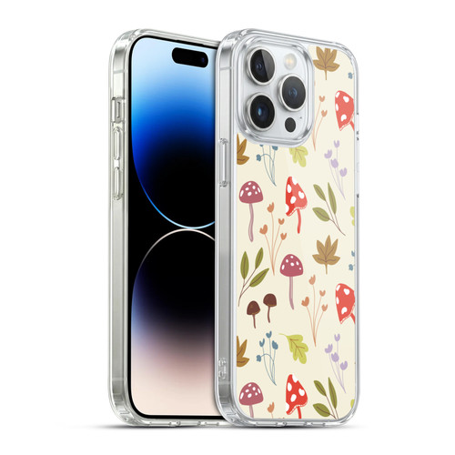 Anis Illustration Floral And Leaves Cute Mushrooms Soft Gel Case for Apple iPhone 14 Pro Max & MagSafe