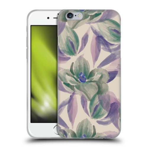 Anis Illustration Floral And Leaves Magnolias Paint Purple Soft Gel Case for Apple iPhone 6 / iPhone 6s