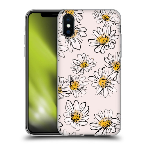 Anis Illustration Floral And Leaves Daisies Pink Pastel Soft Gel Case for Apple iPhone X / iPhone XS