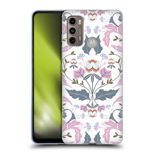 Anis Illustration Floral And Leaves Victorian Mirrored Pink Soft Gel Case for Motorola Moto G60 / Moto G40 Fusion