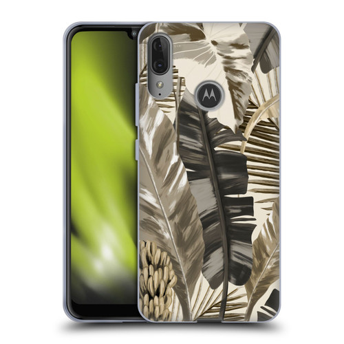 Anis Illustration Floral And Leaves Tropical Leaves Sepia Soft Gel Case for Motorola Moto E6 Plus