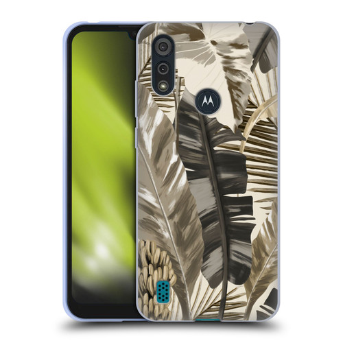 Anis Illustration Floral And Leaves Tropical Leaves Sepia Soft Gel Case for Motorola Moto E6s (2020)