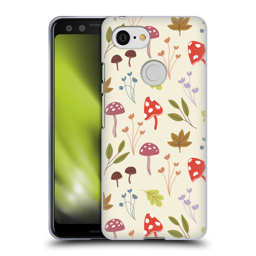 Anis Illustration Floral And Leaves Cute Mushrooms Soft Gel Case for Google Pixel 3