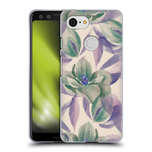 Anis Illustration Floral And Leaves Magnolias Paint Purple Soft Gel Case for Google Pixel 3