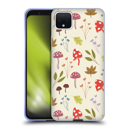 Anis Illustration Floral And Leaves Cute Mushrooms Soft Gel Case for Google Pixel 4 XL