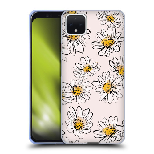 Anis Illustration Floral And Leaves Daisies Pink Pastel Soft Gel Case for Google Pixel 4 XL