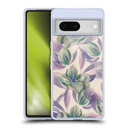 Anis Illustration Floral And Leaves Magnolias Paint Purple Soft Gel Case for Google Pixel 7