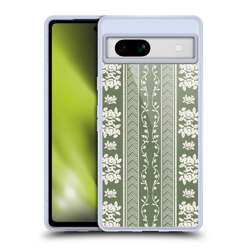 Anis Illustration Floral And Leaves Floral Stripes Green Soft Gel Case for Google Pixel 7a