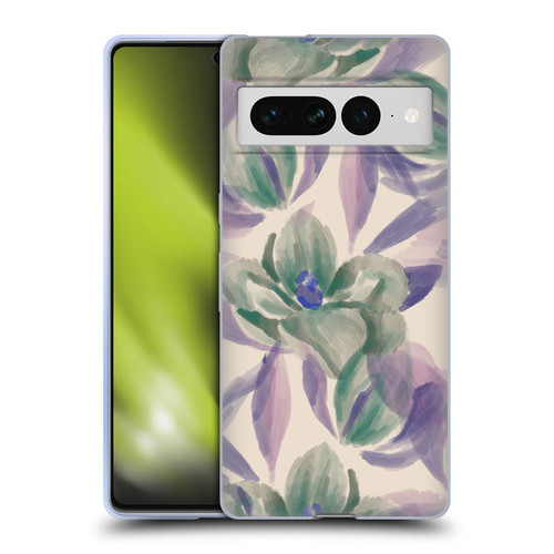 Anis Illustration Floral And Leaves Magnolias Paint Purple Soft Gel Case for Google Pixel 7 Pro