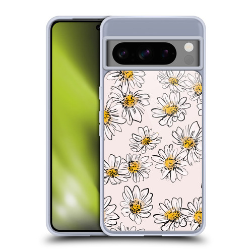 Anis Illustration Floral And Leaves Daisies Pink Pastel Soft Gel Case for Google Pixel 8 Pro